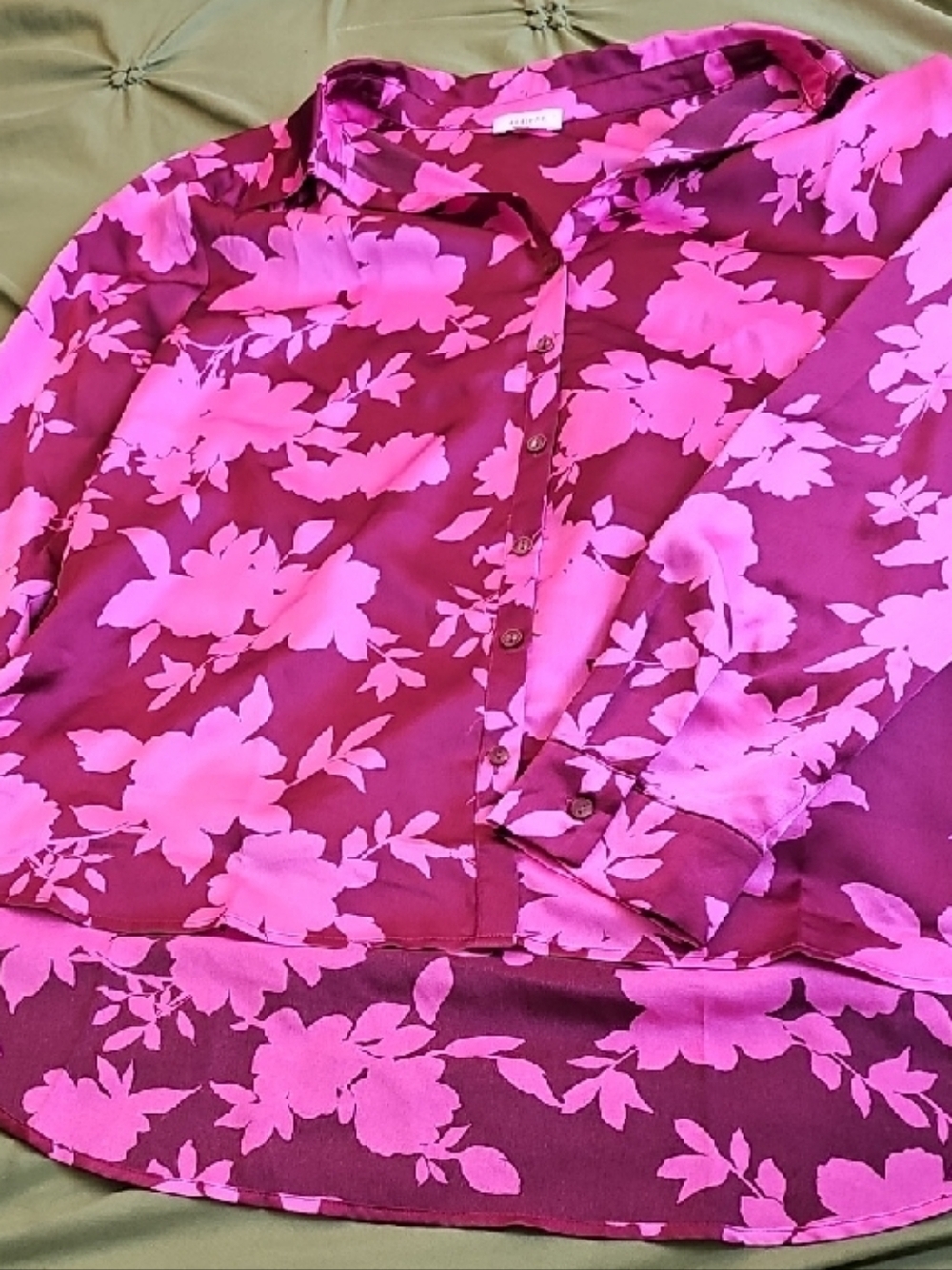 PLEIONE Pink and Magenta Floral Button-Down Shirt